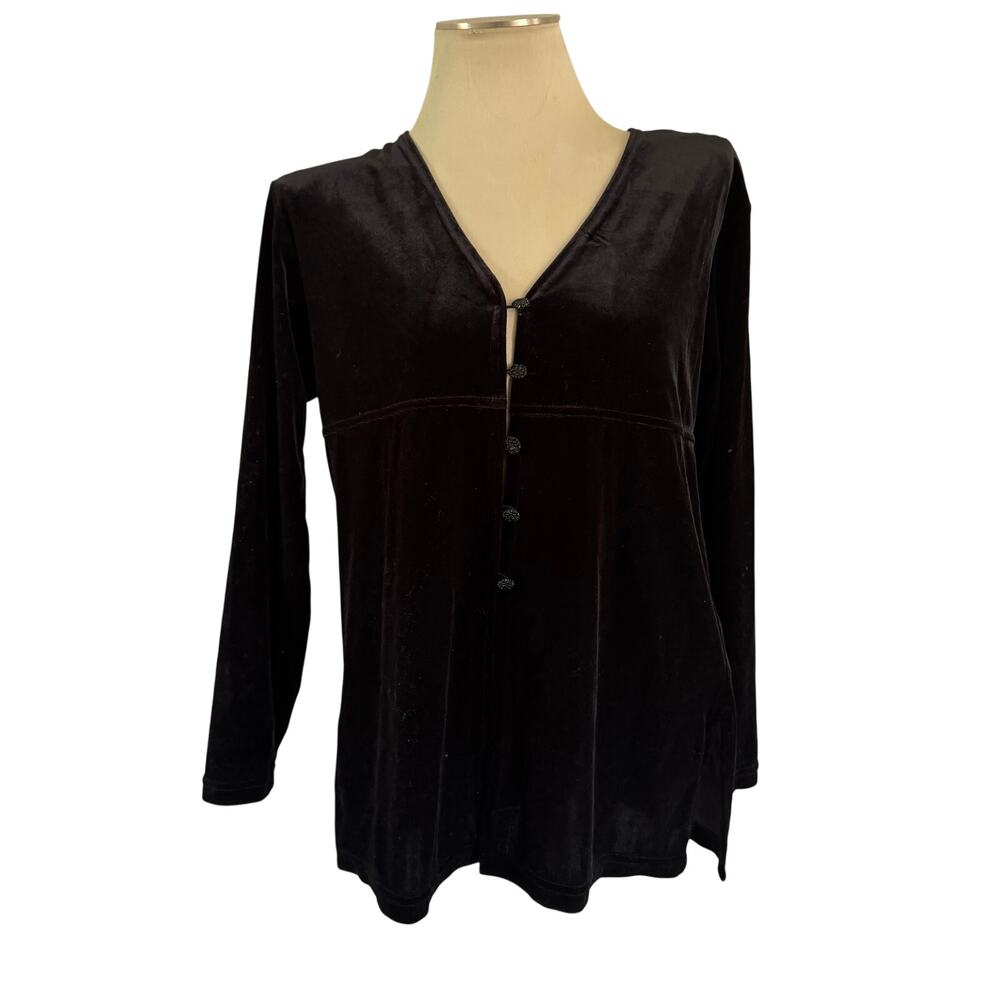 Vtg Y2K 2000s Black Velvet Cardigan Top Sz M 90s Grunge Fairy Whimsigoth Witchy
